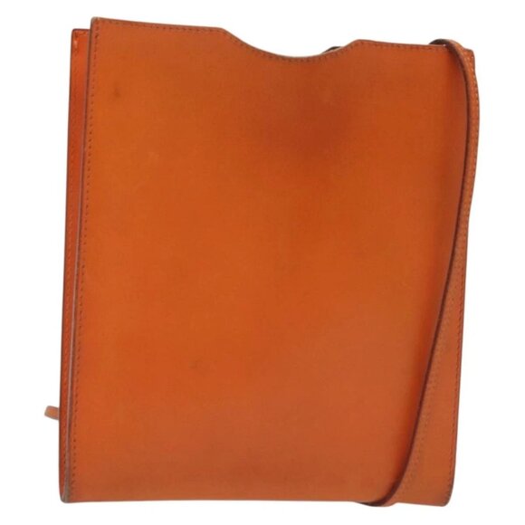 HERMES Omenitu Shoulder Bag Leather Orange Auth BA4408 - Picture 2 of 15